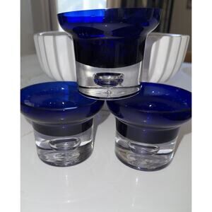 Block Stockholm Votive Candle Holder Cobalt Blue Set 3 Glass Bubble 3 1/8”